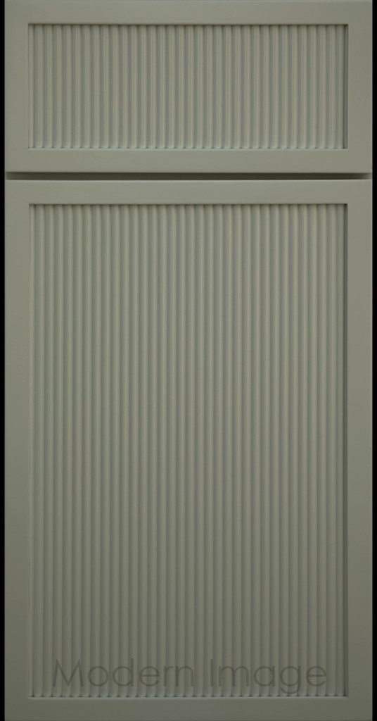 Evergreen color Arcadia Reed Cabinet Door featuring a Narrow Frame and Slim Fluted Center Panel.